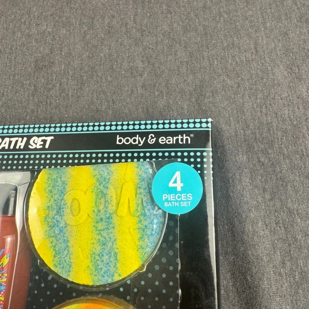 Body & Earth Pop Boom 4 Piece Bath Set Coconut Lime Cucumber Melon New